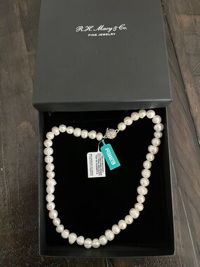 EFFY White Cultured Freshwater Pearl Necklace w/Bejeweled Magnetic Clasp